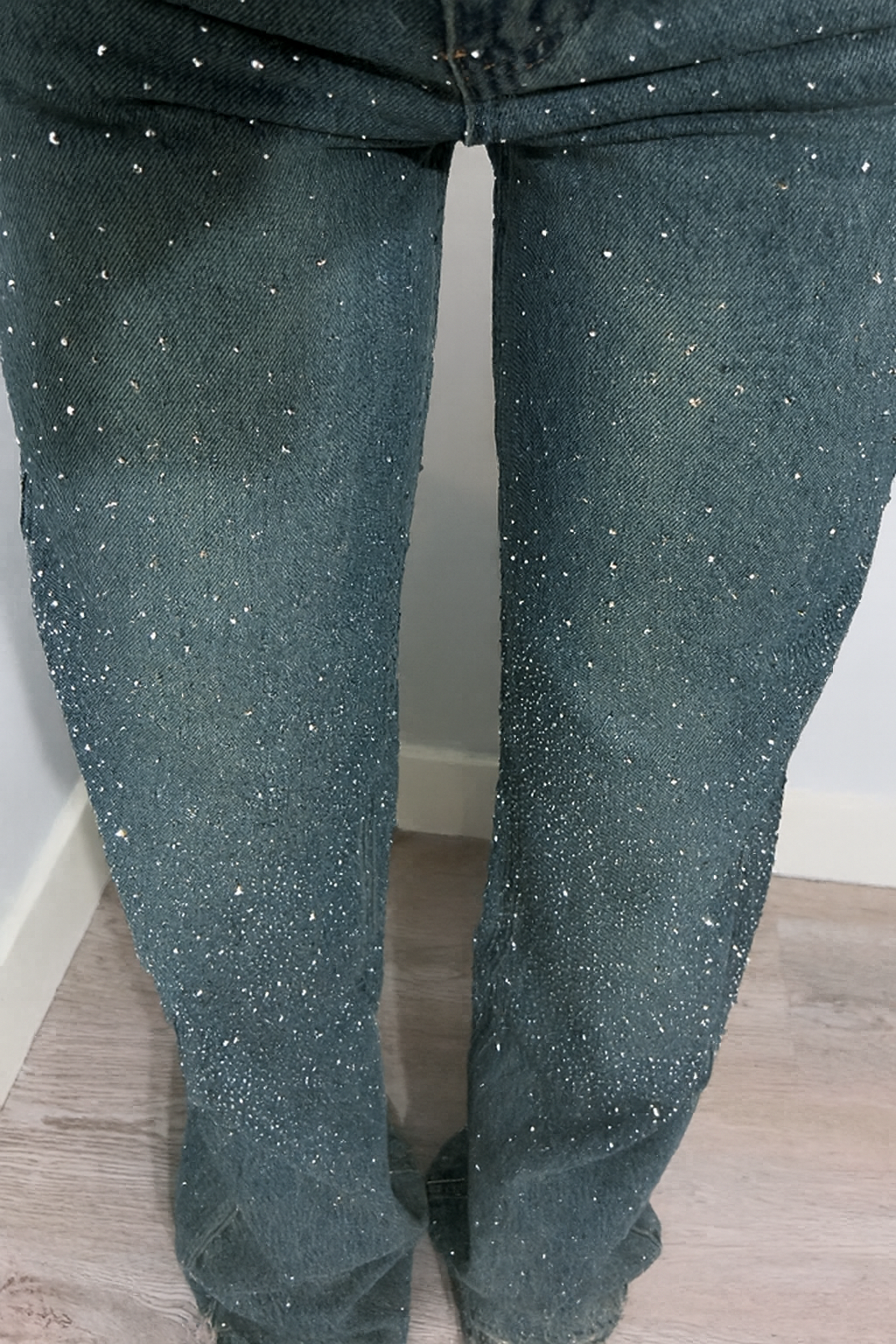 High Waist Glitter Wide-Leg Jeans for Women