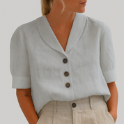 Timeless Elegant Blouse with Notched Collar and Button Closure for Women