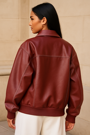 Zara - Oversized red leather jacket