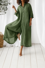 Oversized Women's Summer Jumpsuit with Button Closure and Wide Legs