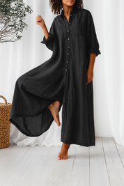 Oversized Women's Summer Jumpsuit with Button Closure and Wide Legs