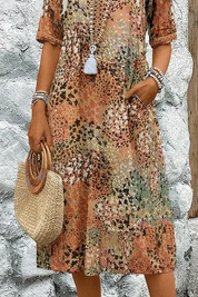 Airy Women's Summer Midi Dress with Short Sleeves and Pockets