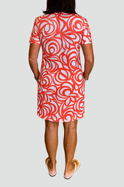 Casual Midi Dress for Women with Short Sleeves and Print