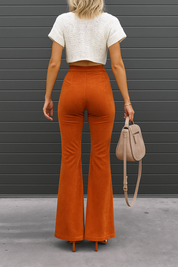 Elegant Women's Velvet Pants with High Waist and Wide Legs