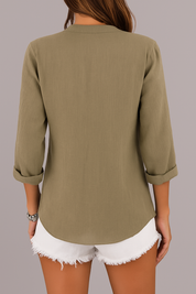 Lightweight V-Neck Blouse with Button Closure for Women