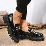 Women’s Chunky Leather Loafers With Chain Detail And Thick Sole