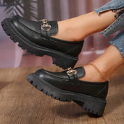 Women’s Chunky Leather Loafers With Chain Detail And Thick Sole