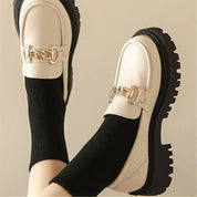 Women’s Chunky Leather Loafers With Chain Detail And Thick Sole