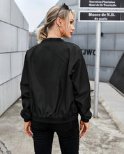 Classic Bomber Jacket for Women with Zipper and Comfortable Fit