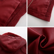 Leather Women's Jacket with Removable Hood and Zipper