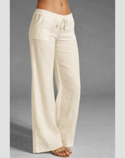 Comfortable Wide-Leg Pants with Elastic Waist and Drawstring for Women