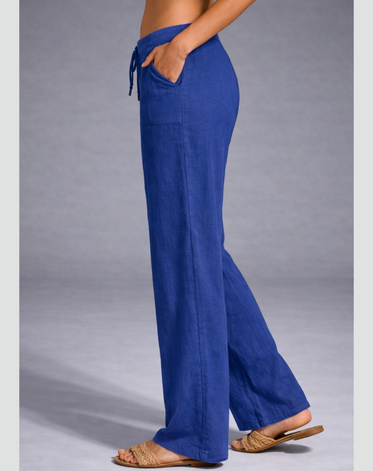 Comfortable Wide-Leg Pants with Elastic Waist and Drawstring for Women