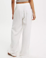 Comfortable Wide-Leg Pants with Elastic Waist and Drawstring for Women