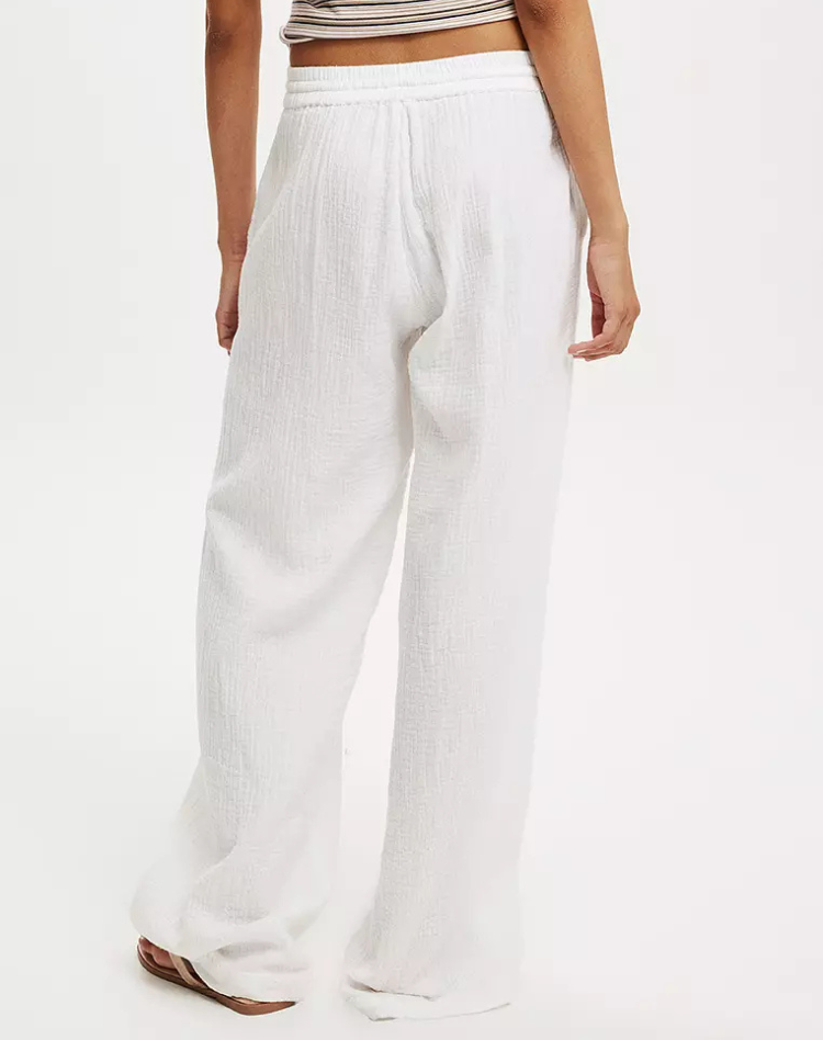Comfortable Wide-Leg Pants with Elastic Waist and Drawstring for Women