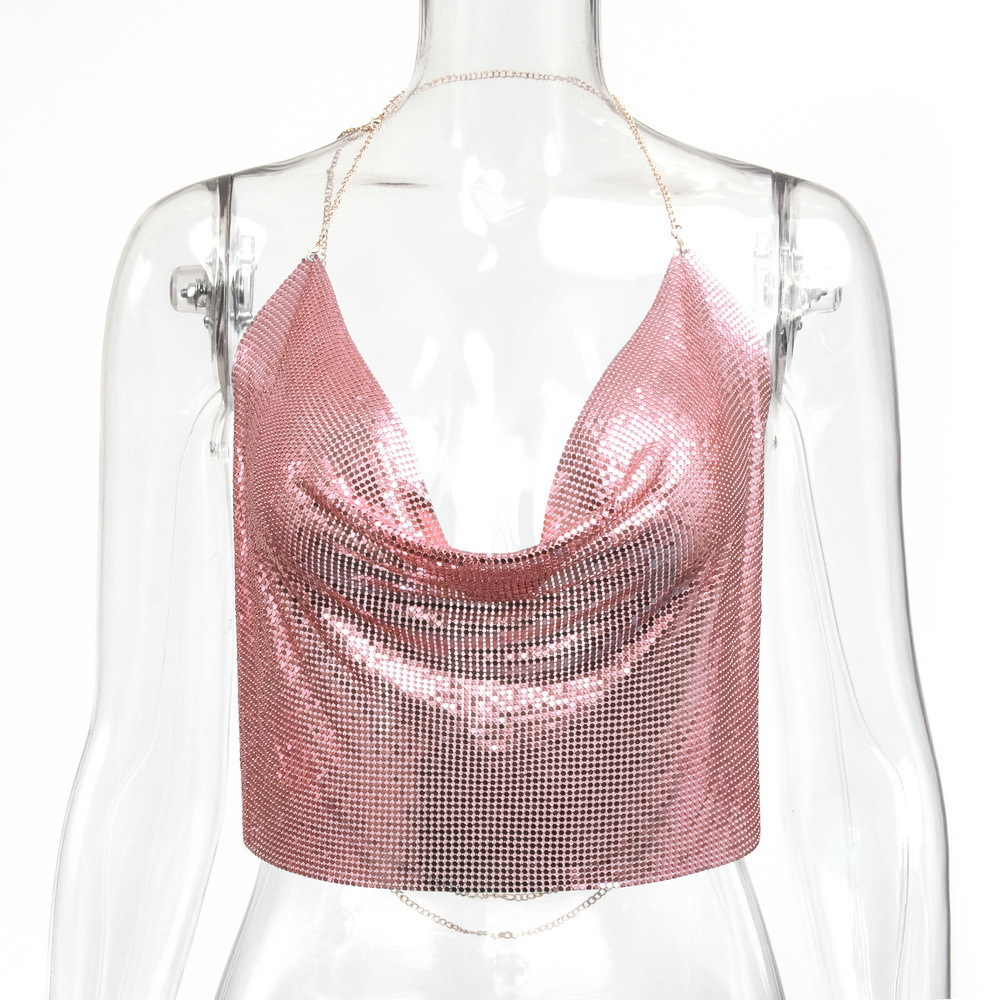 Sparkling Cropped Halter Top for Women