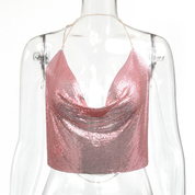 Sparkling Cropped Halter Top for Women