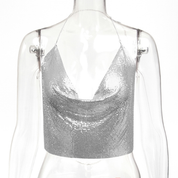 Sparkling Cropped Halter Top for Women