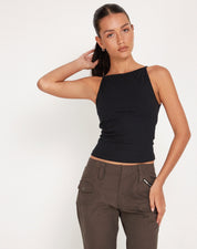 Lynn - Minimalist Black Halter Top
