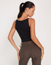 Lynn - Minimalist Black Halter Top