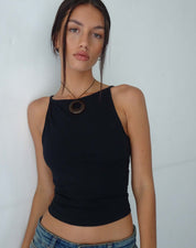 Lynn - Minimalist Black Halter Top
