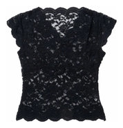 Fitted Edge Top with V Neck and Short Sleeves