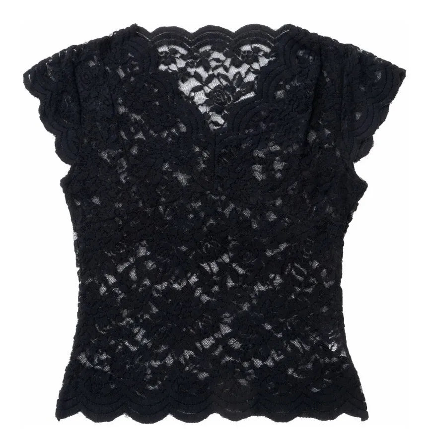 Fitted Edge Top with V Neck and Short Sleeves