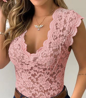 Fitted Edge Top with V Neck and Short Sleeves
