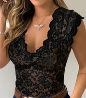Fitted Edge Top with V Neck and Short Sleeves