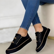 Women's Platform Sneakers with Gold Details and Laces