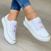 Women's Platform Sneakers with Gold Details and Laces