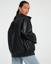 Oversized Women's Leather Jacket with Zipper