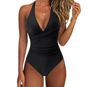 Elegant Swimsuit With Deep V Neck And Halter Strap For Women