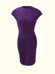 Elegant Midi Dress For Women With Round Neck And Fitted Silhouette