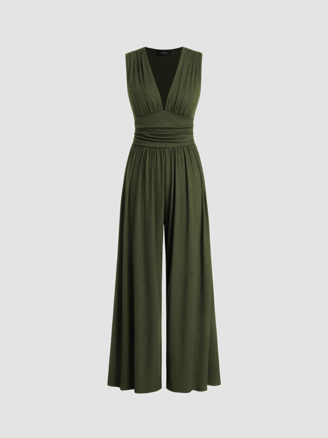 Women's Stylish Jumpsuit with Deep V-Neck and Wide Legs
