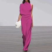 Women's Jumpsuit with High Neck and Open Back