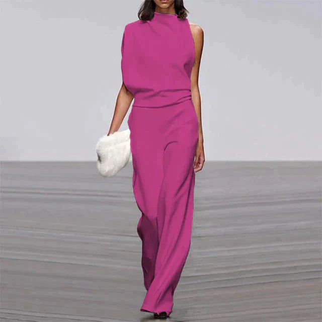 Women's Jumpsuit with High Neck and Open Back