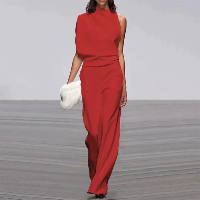 Women's Jumpsuit with High Neck and Open Back