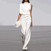 Women's Jumpsuit with High Neck and Open Back