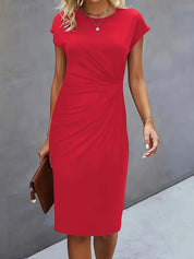 Timeless Midi Dress for Women with Tailored Fit and Ruching