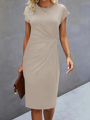 Timeless Midi Dress for Women with Tailored Fit and Ruching
