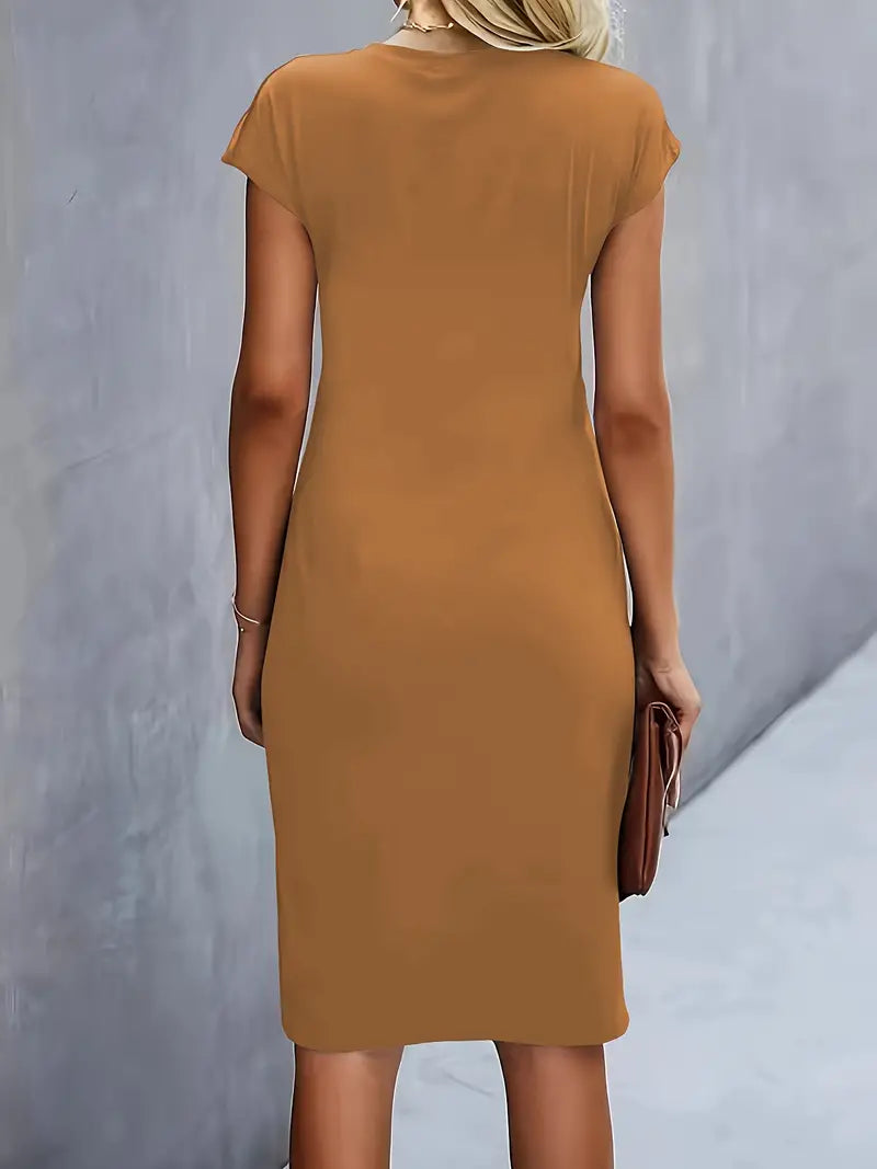 Timeless Midi Dress for Women with Tailored Fit and Ruching