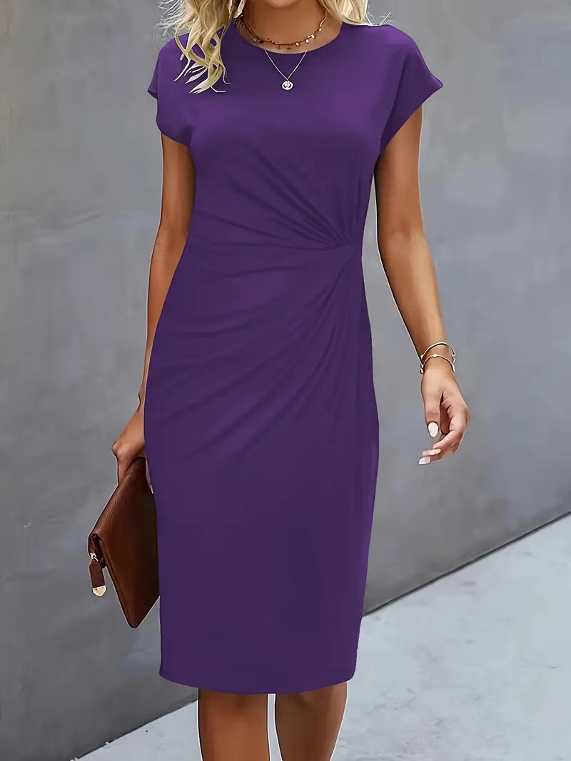 Timeless Midi Dress for Women with Tailored Fit and Ruching