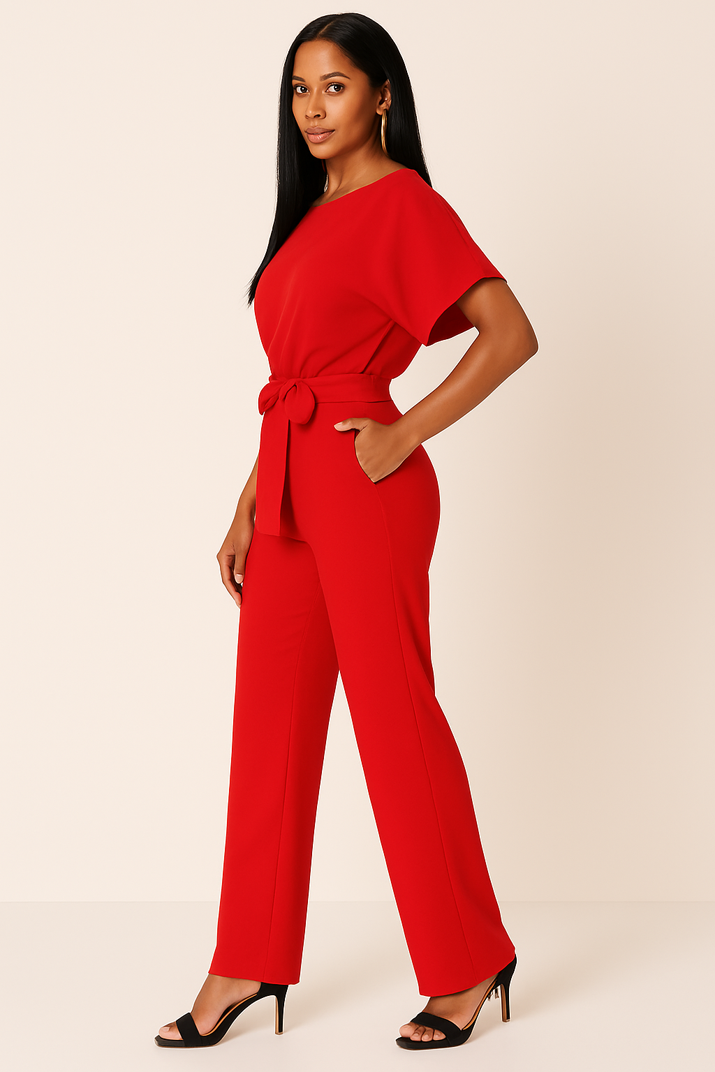 Jinte-Rose - Jumpsuit with bow detail