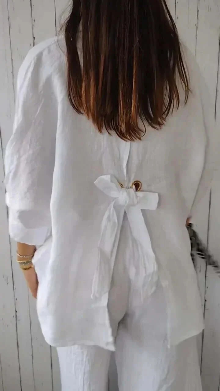 Women’s Linen Blouse With Long Sleeves And Loose Fit