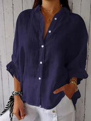 Women’s Linen Blouse With Long Sleeves And Loose Fit
