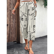Light Pants with Abstract Print for Women