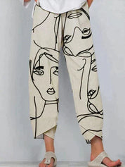 Light Pants with Abstract Print for Women