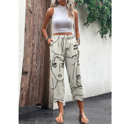 Light Pants with Abstract Print for Women