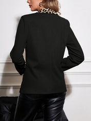 Elegant Stylish Women's Blazer with Leopard Print Details