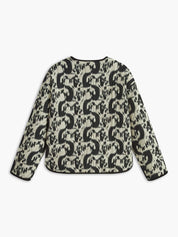 Quilted Jacket with Abstract Print and Snap Button Closure